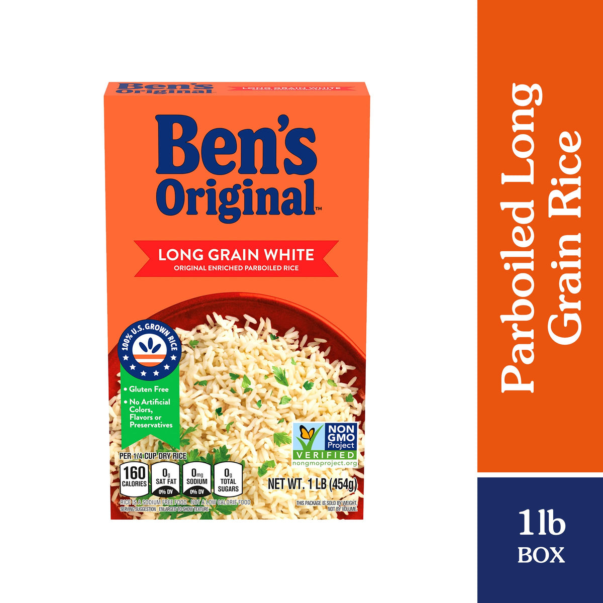 BEN'S ORIGINAL Parboiled Long Grain White Rice, 12 x 1 lb – Quick 20-Minute Cook