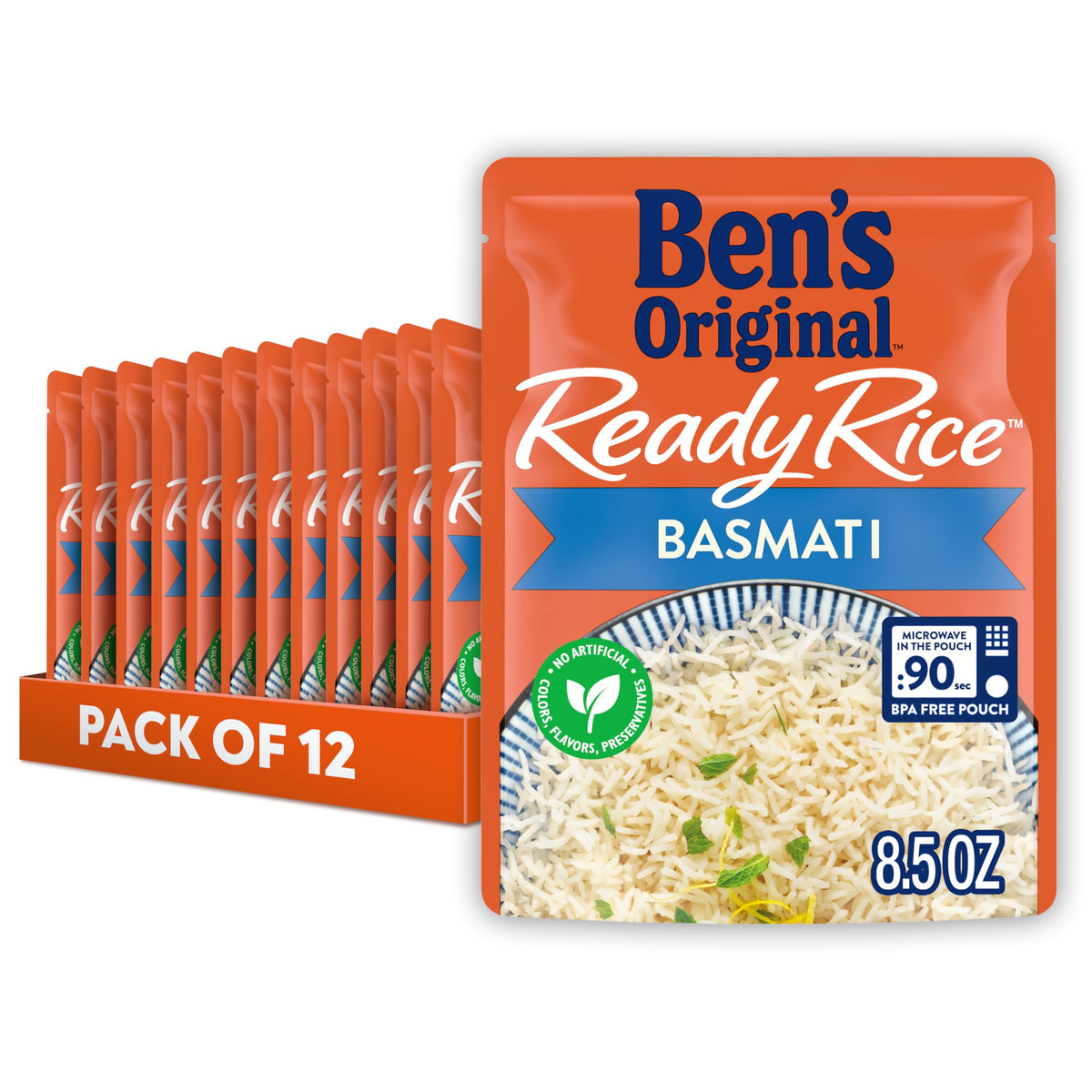 BEN'S ORIGINAL Ready Rice Basmati – Microwaveable 8.5 oz Pouch (12-pack)