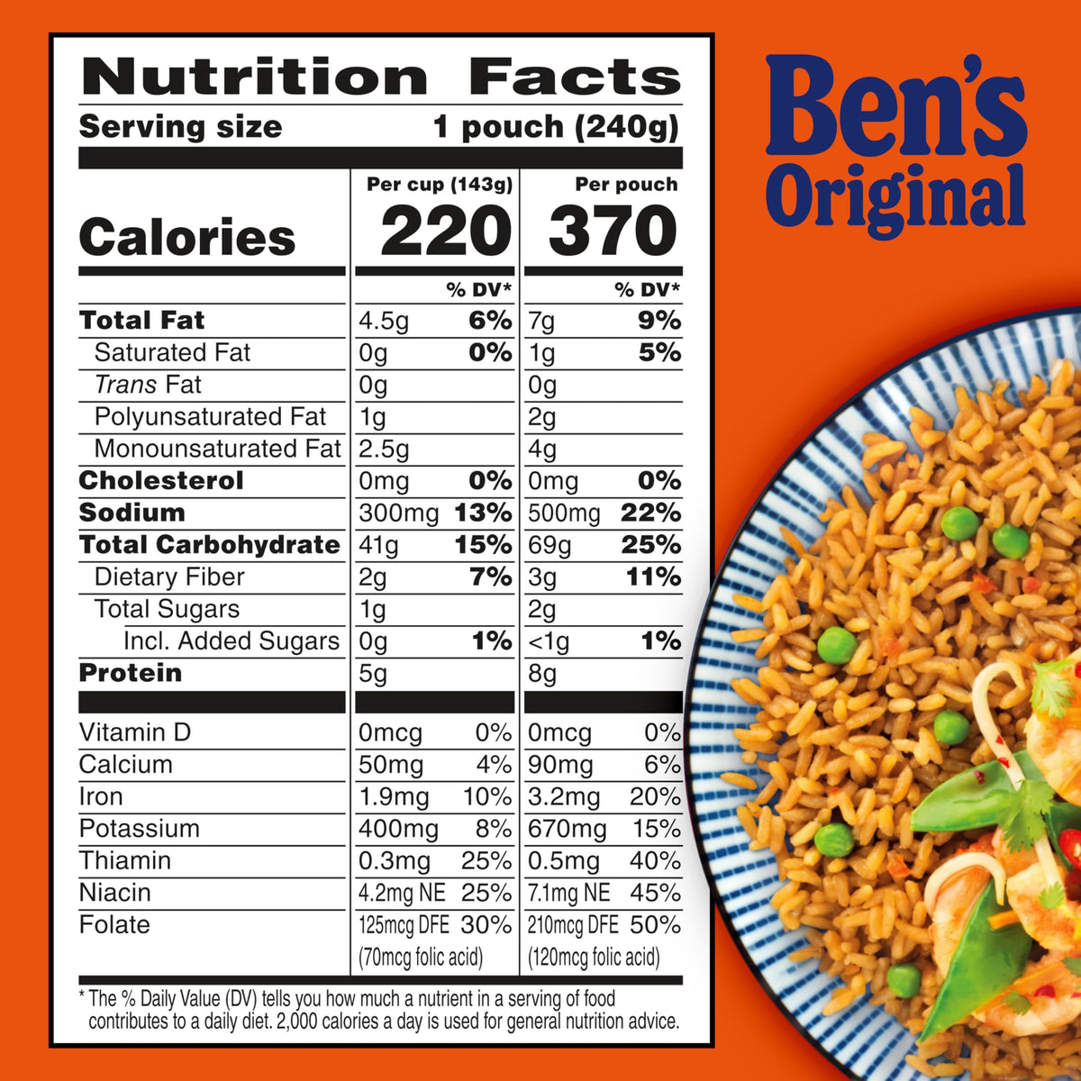 Ben's Original Ready Rice Fried Rice with Peas & Carrots – Microwaveable 8.5 oz Pouch (12-Pack)