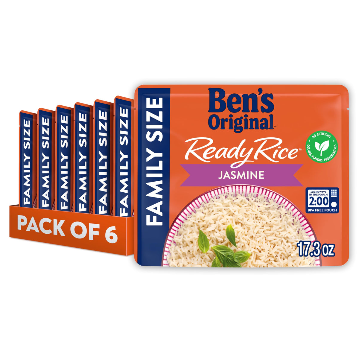 BEN'S ORIGINAL Ready Rice Jasmine – Family Size, Microwaveable 6-Pack