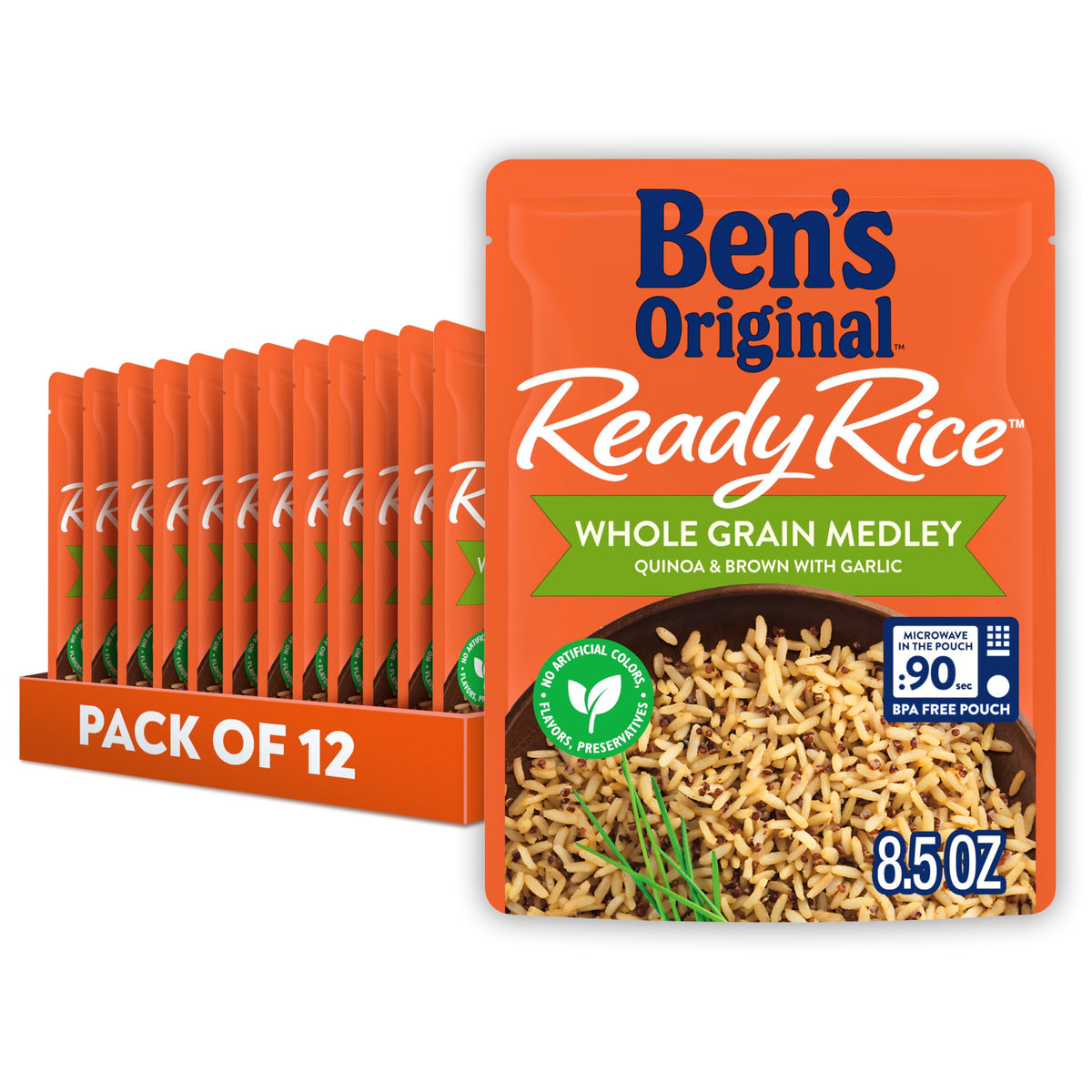 BEN'S ORIGINAL Ready Rice Whole Grain Medley – Quinoa & Brown Rice, 8.5 oz Pouch (12-Pack)