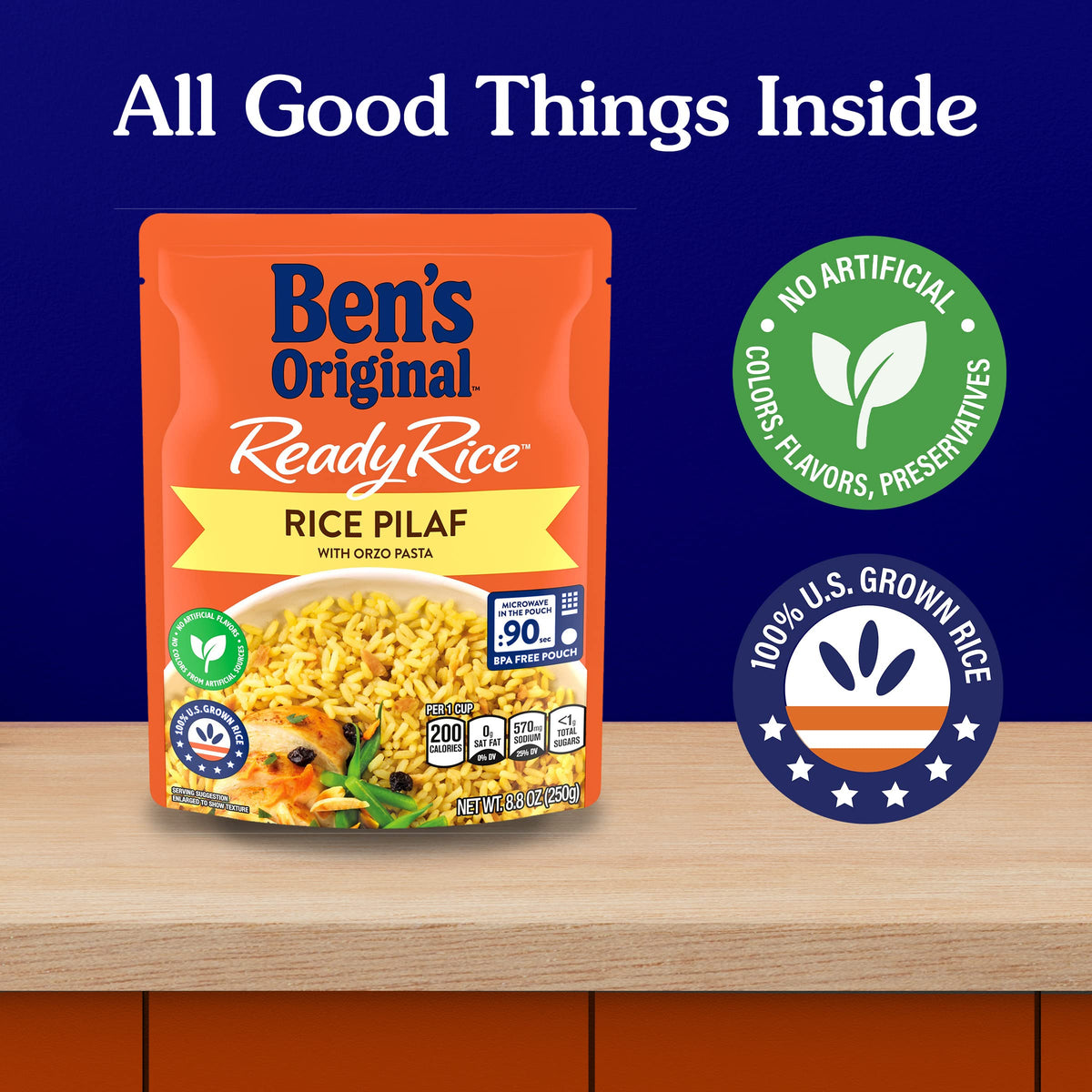 BEN'S ORIGINAL Ready Rice Rice Pilaf – Flavored Microwave Rice Side, 8.8 oz Pouch (Pack of 12)