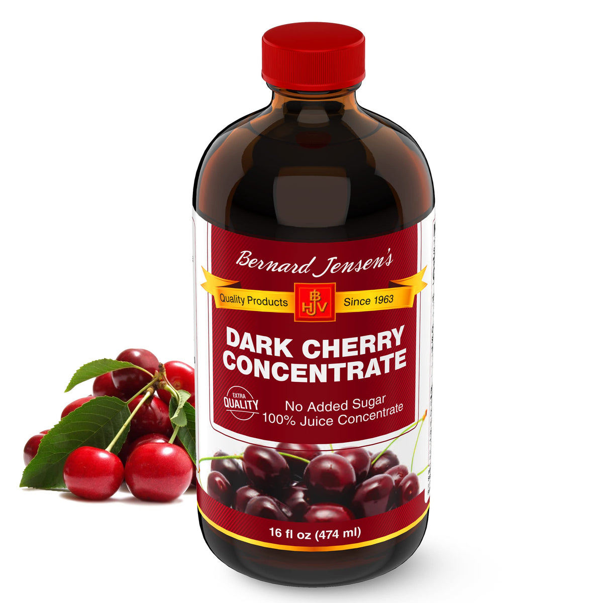 Bernard Jensen's Black Cherry Concentrate - Pure Bing Cherry Flavor, 16 oz Bottle