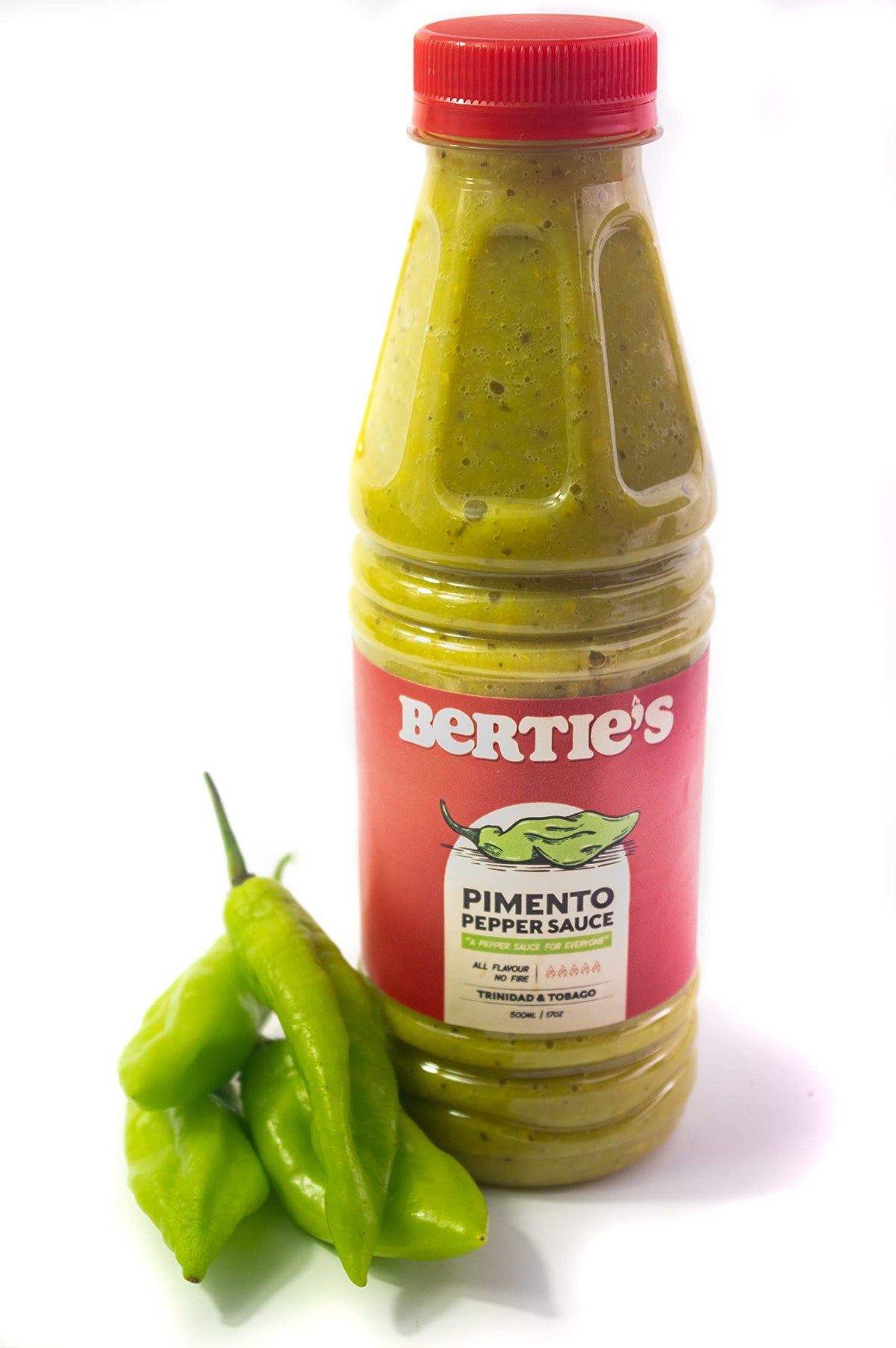 Bertie's Trinidad Pimento Sauce (17 oz / 500 ml) – Mild, Flavorful Seasoning for Meats & Vegetables