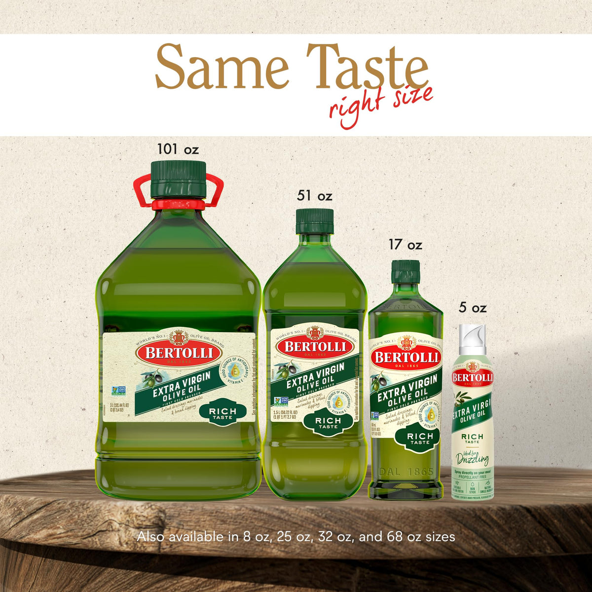Bertolli Extra Virgin Olive Oil – Rich Taste, First Cold Pressed, 101.4 fl oz