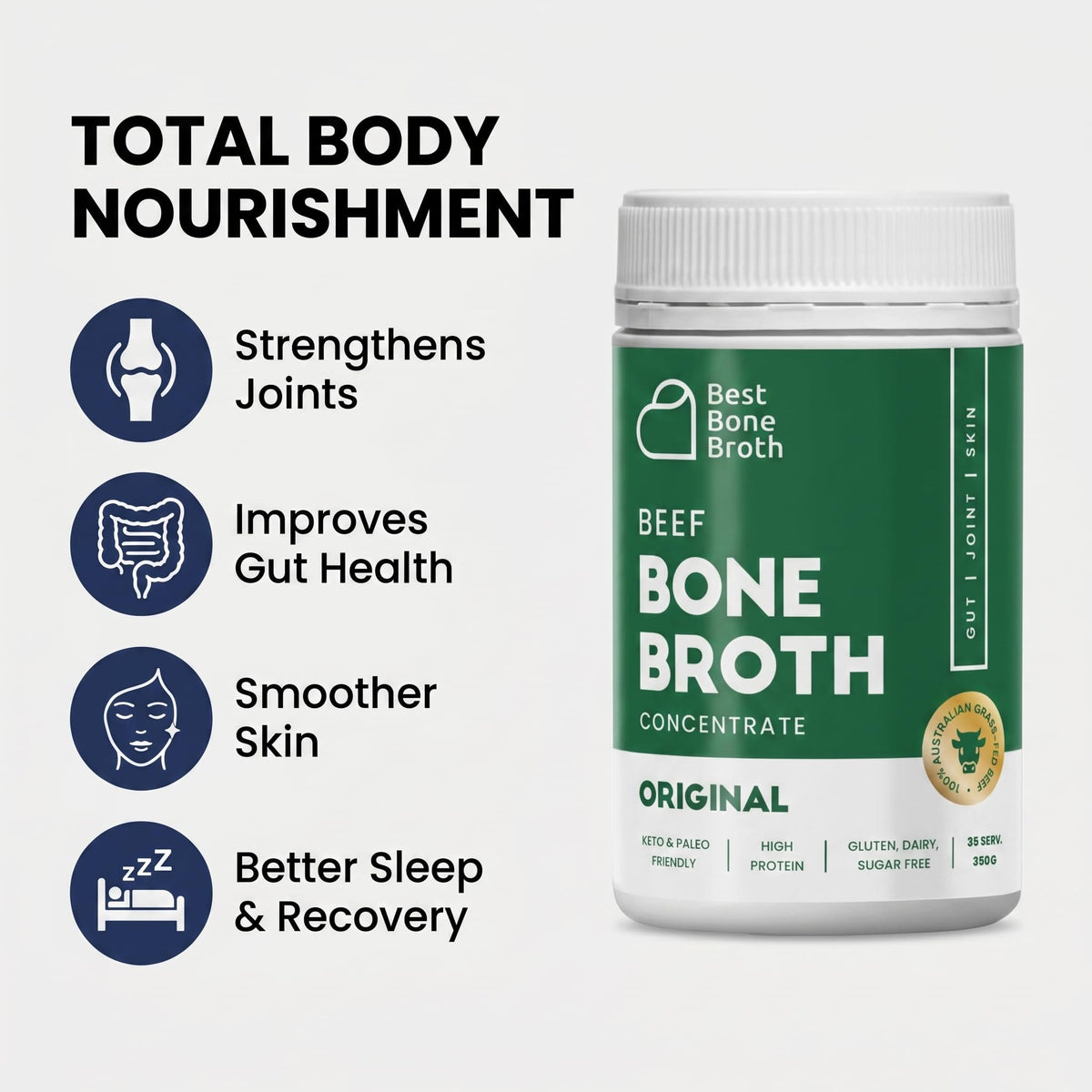 Best Bone Broth Grass-Fed Beef Bone Broth Concentrate — 35 Servings, Just Add Water, Keto & Paleo Friendly