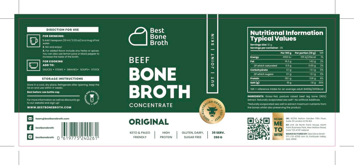 Best Bone Broth Grass-Fed Beef Bone Broth Concentrate — 35 Servings, Just Add Water, Keto & Paleo Friendly