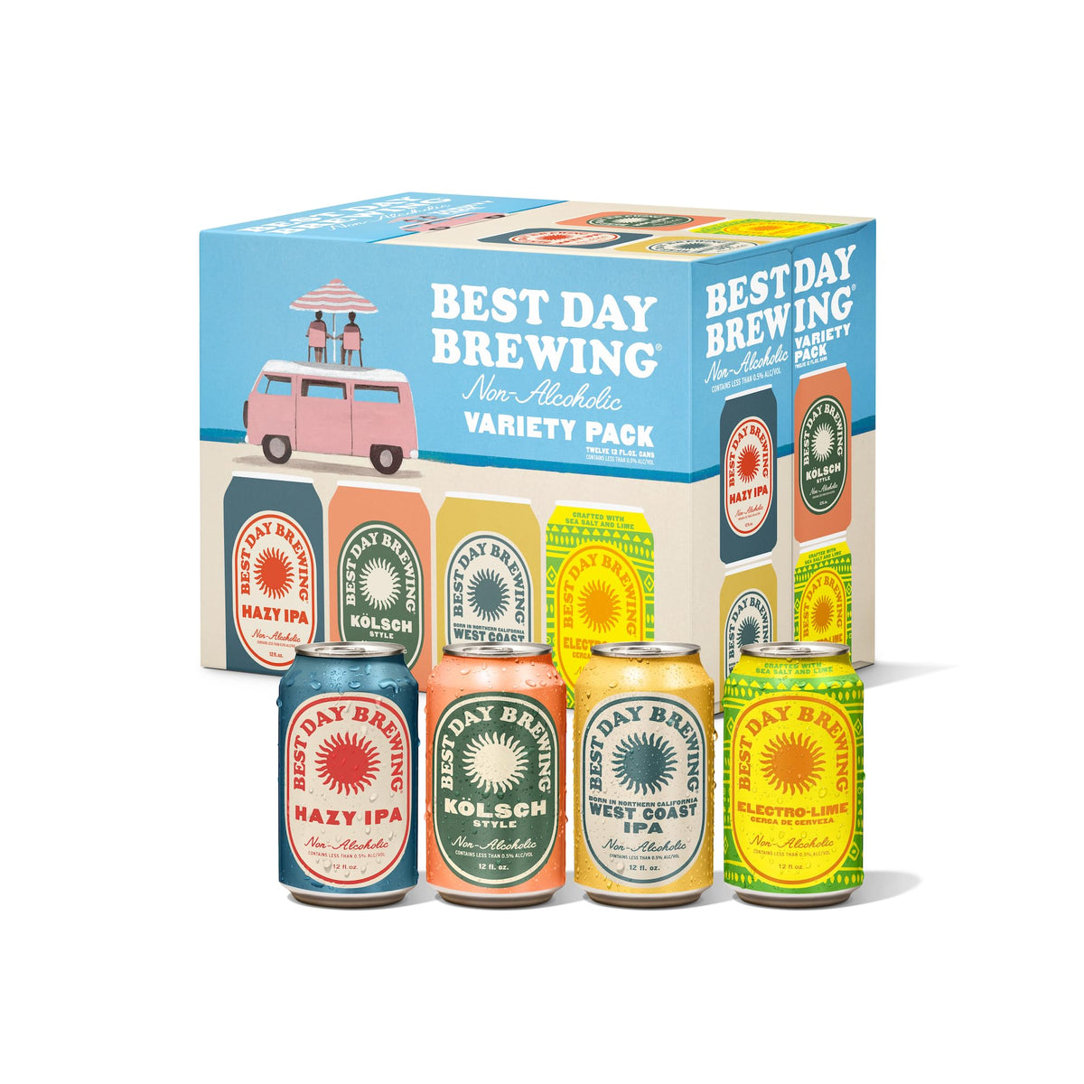Best Day Brewing Craft NA Beer Variety Pack – 12 Can, Low Carb & Low Calorie