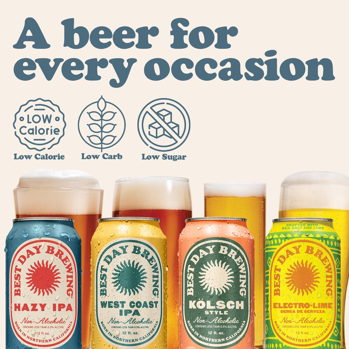 Best Day Brewing Craft NA Beer Variety Pack – 12 Can, Low Carb & Low Calorie