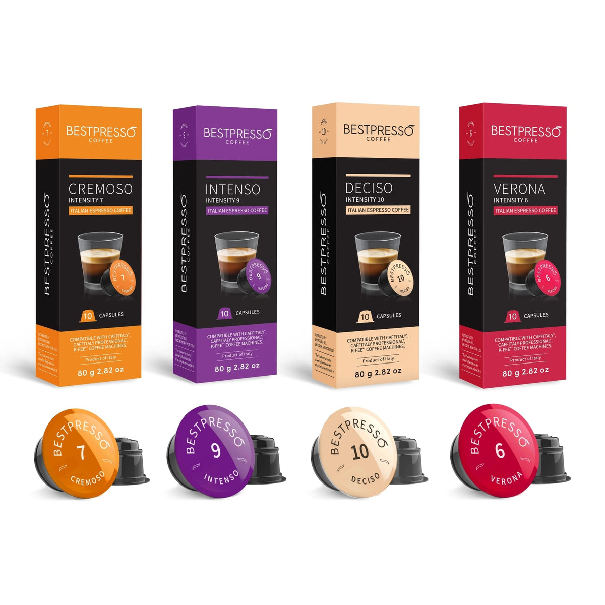 Bestpresso Variety Pack 80 Pods – Verismo, Caffitaly, CBTL, K-fee Compatible