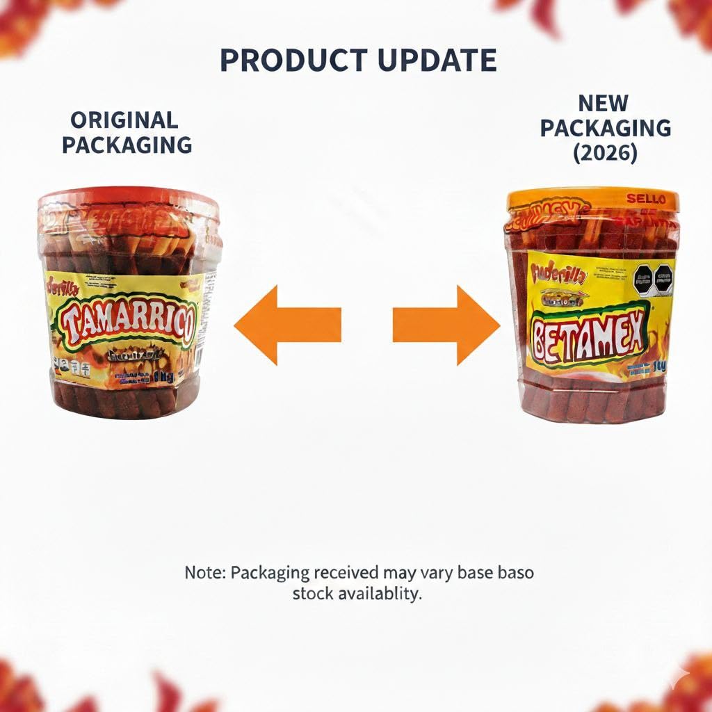 Betamex Tamarrico Candy Tamarind Flavor Sticks – 50 Pcs, 1kg (2.2 lb) Mexican Candy