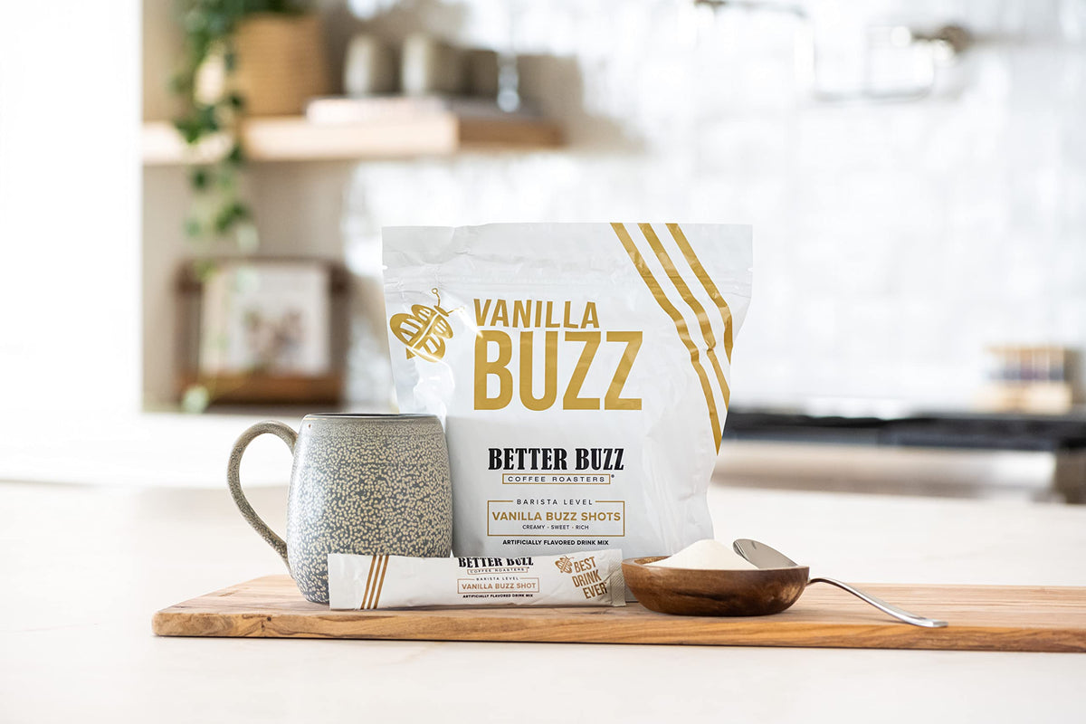 Better Buzz Vanilla Coffee Creamer Sticks – 20 Count | On-the-Go Vanilla Creamer for Coffee
