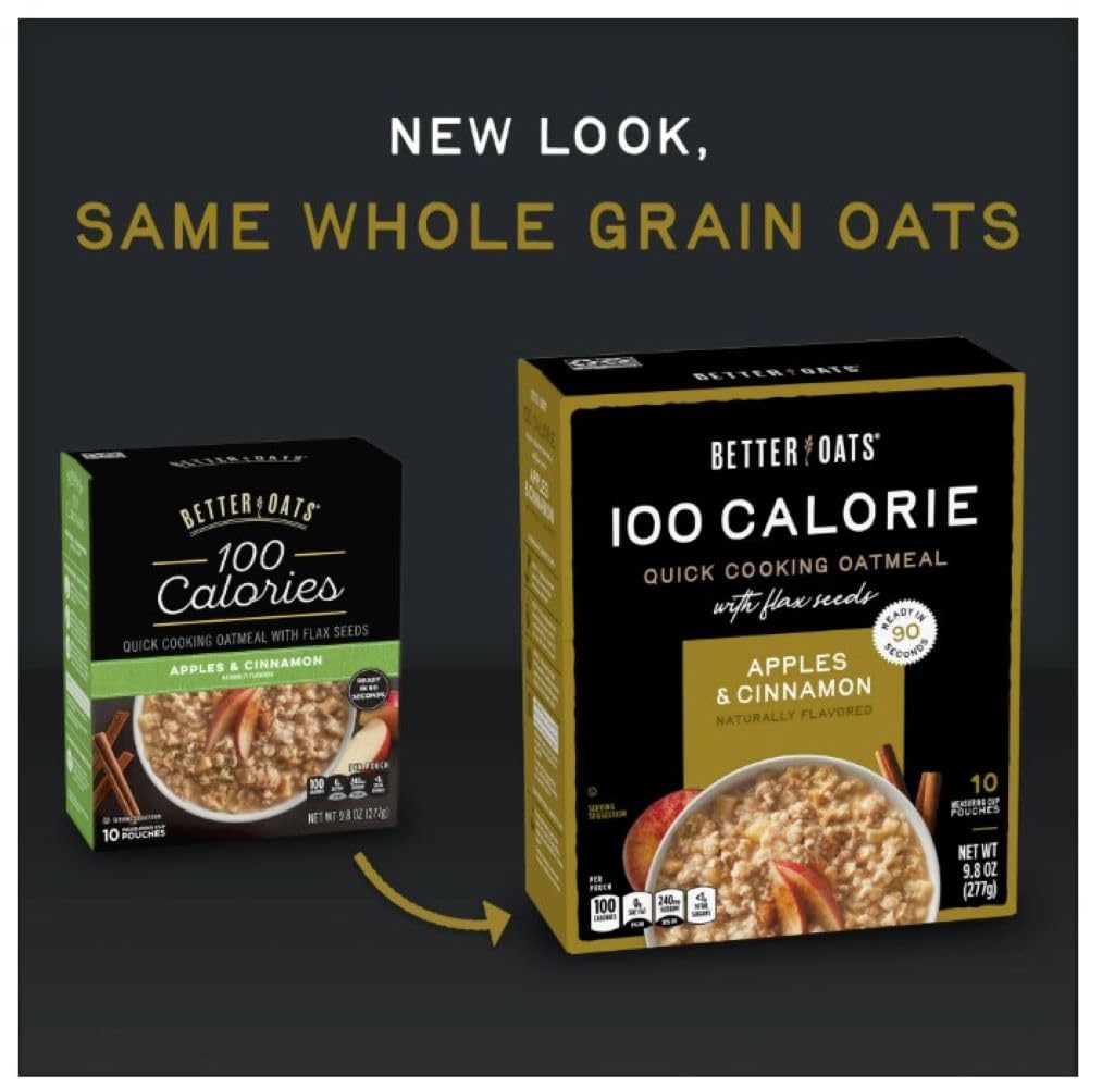 Better Oats Instant Oatmeal Apples & Cinnamon — Pack of 3, 9.8 oz each