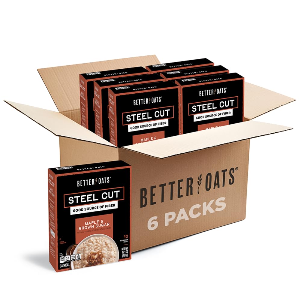Better Oats Steel Cut Maple & Brown Sugar Oatmeal with Flax Seeds — 6 Boxes