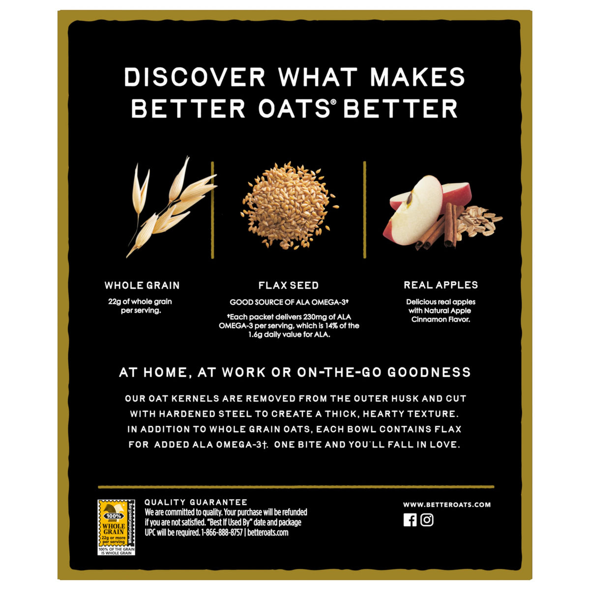 Better Oats Steel Cut Apples & Cinnamon Oatmeal Packets – Quick 2.5-Min Breakfast
