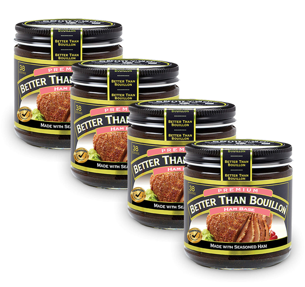 Better Than Bouillon Ham Base 8 oz (Pack of 4) with Teaspoon Scoop & Authenticity Seal