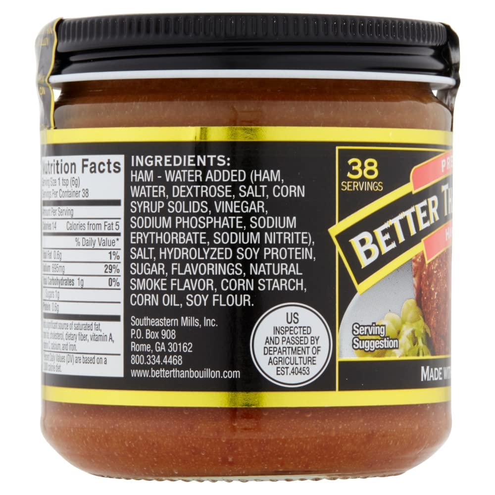 Better Than Bouillon Premium Ham Base — Rich, Blendable Ham Flavor, 38 Servings per Jar (3-Pack)