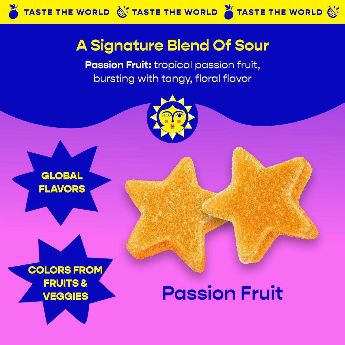 Better Sour Variety Pack: Guava Calamansi, Pomegranate Apricot & Passion Fruit Sour Gummy Stars – Vegan, Gluten-Free