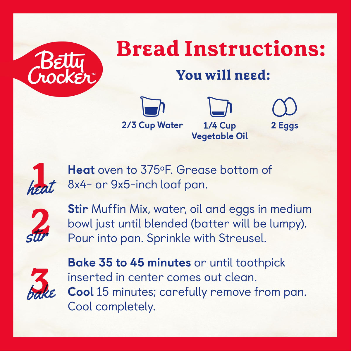 Betty Crocker Cinnamon Streusel Muffin & Quick Bread Mix, 13.9 oz, Pack of 12