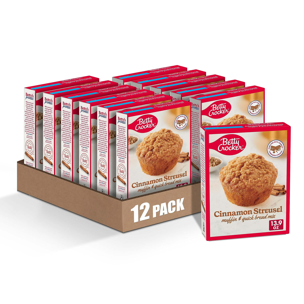 Betty Crocker Cinnamon Streusel Muffin & Quick Bread Mix, 13.9 oz, Pack of 12