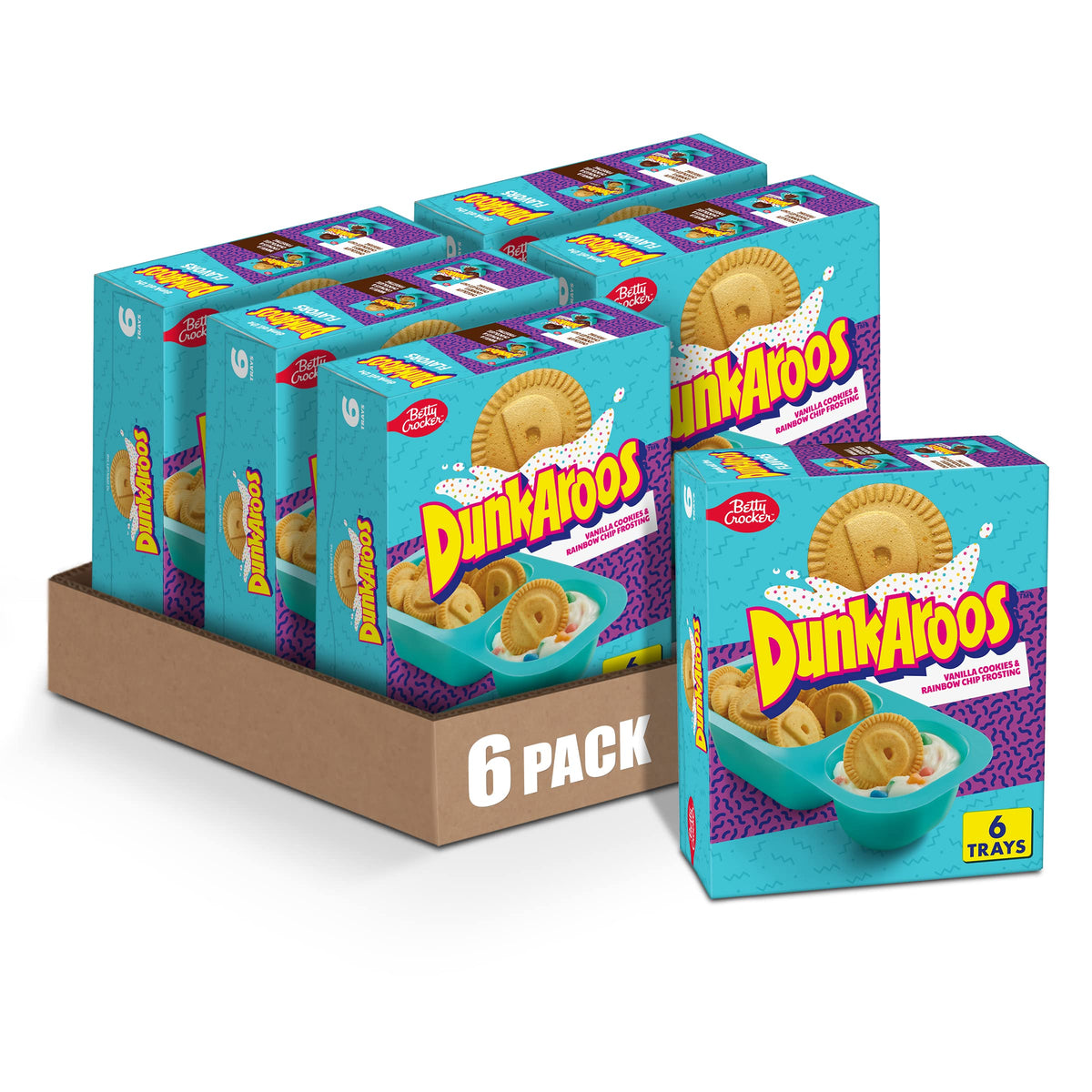 Betty Crocker Dunkaroos Vanilla Cookies with Rainbow Chip Frosting - Pack of 6 (6 oz)