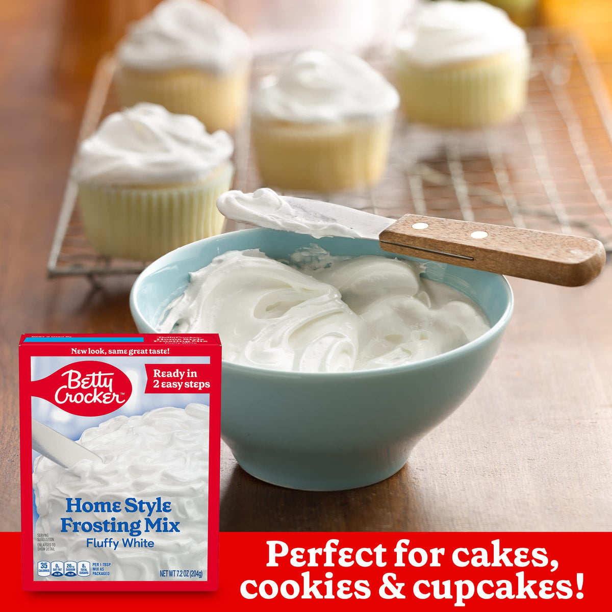 Betty Crocker HomeStyle Fluffy White Frosting Mix — 7.2 oz (Pack of 12)