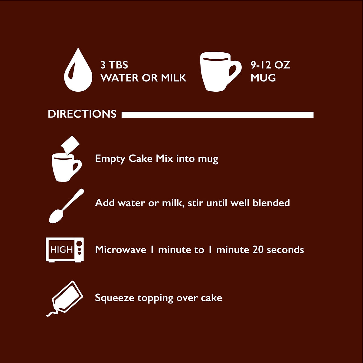 Betty Crocker Mug Treats Triple Chocolate Cake Mix with Fudge Frosting – 4 Servings Per Mug, Pack of 6