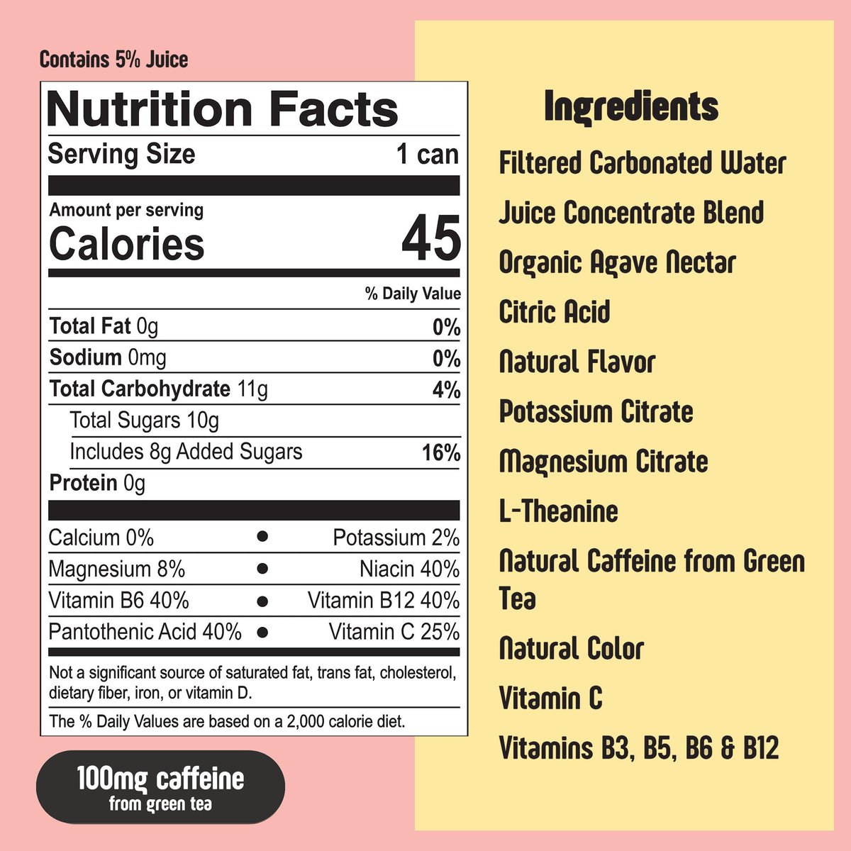 Betweener Sparkling Energy Seltzer – Real Juice Flavor, 100mg Caffeine, 45 Cals, L-Theanine, 12-Pack Variety