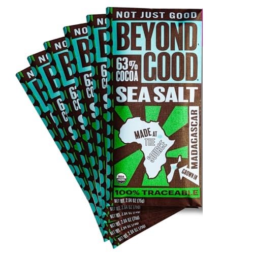 Beyond Good 63% Cocoa Dark Chocolate with Sea Salt | 6 Pack - Organic, Direct Trade, Vegan