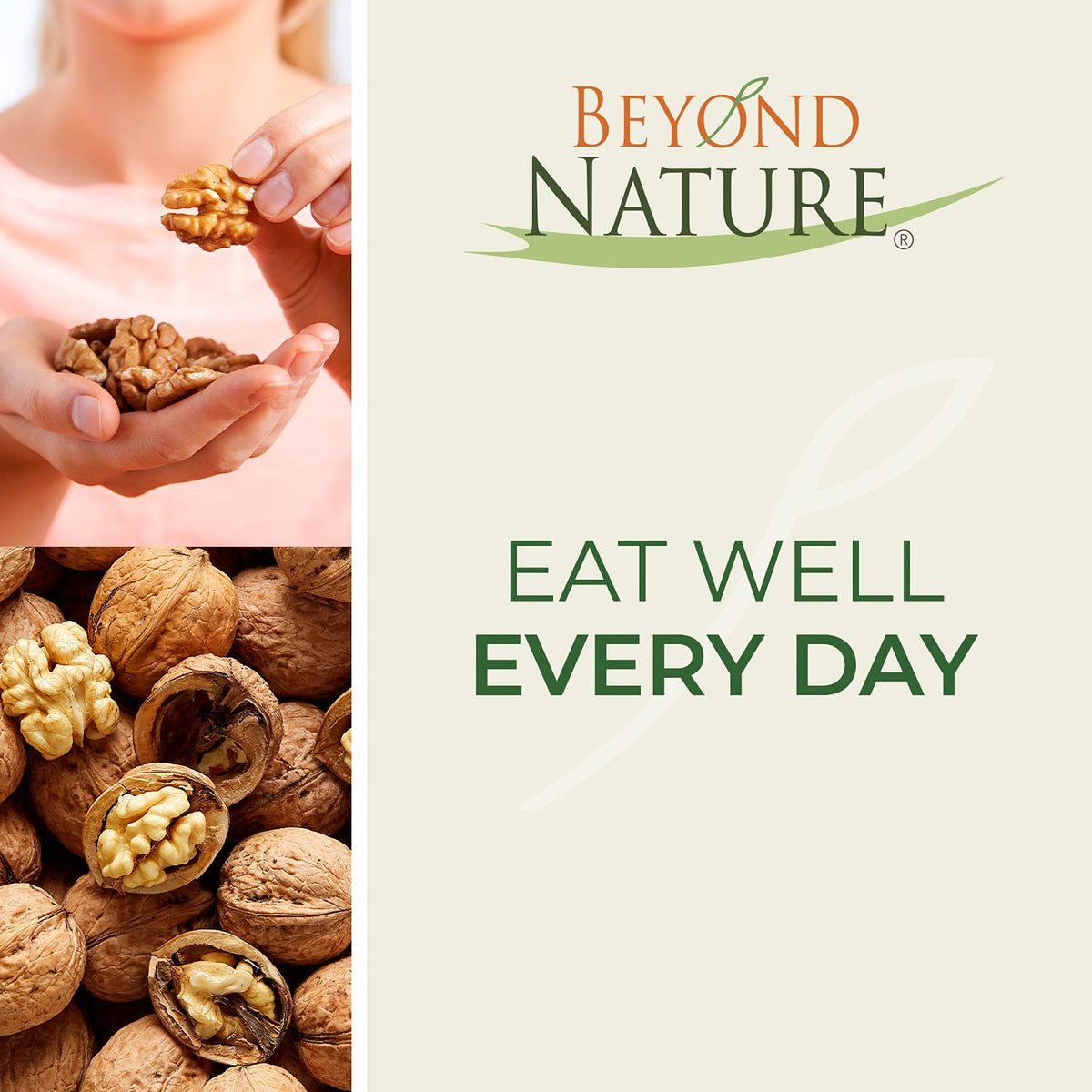 Beyond Nature Organic Raw Walnuts Unsalted 2lb Vacuum-Sealed Non-GMO Keto & Vegan Snack