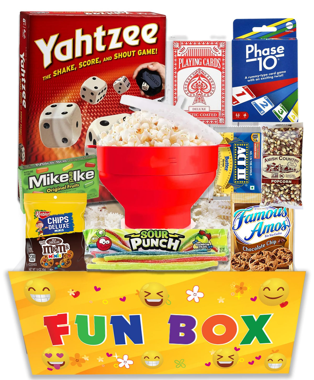 Beyond The Box Family Game Night Gift Basket – Card Games, Popcorn Maker & Snacks