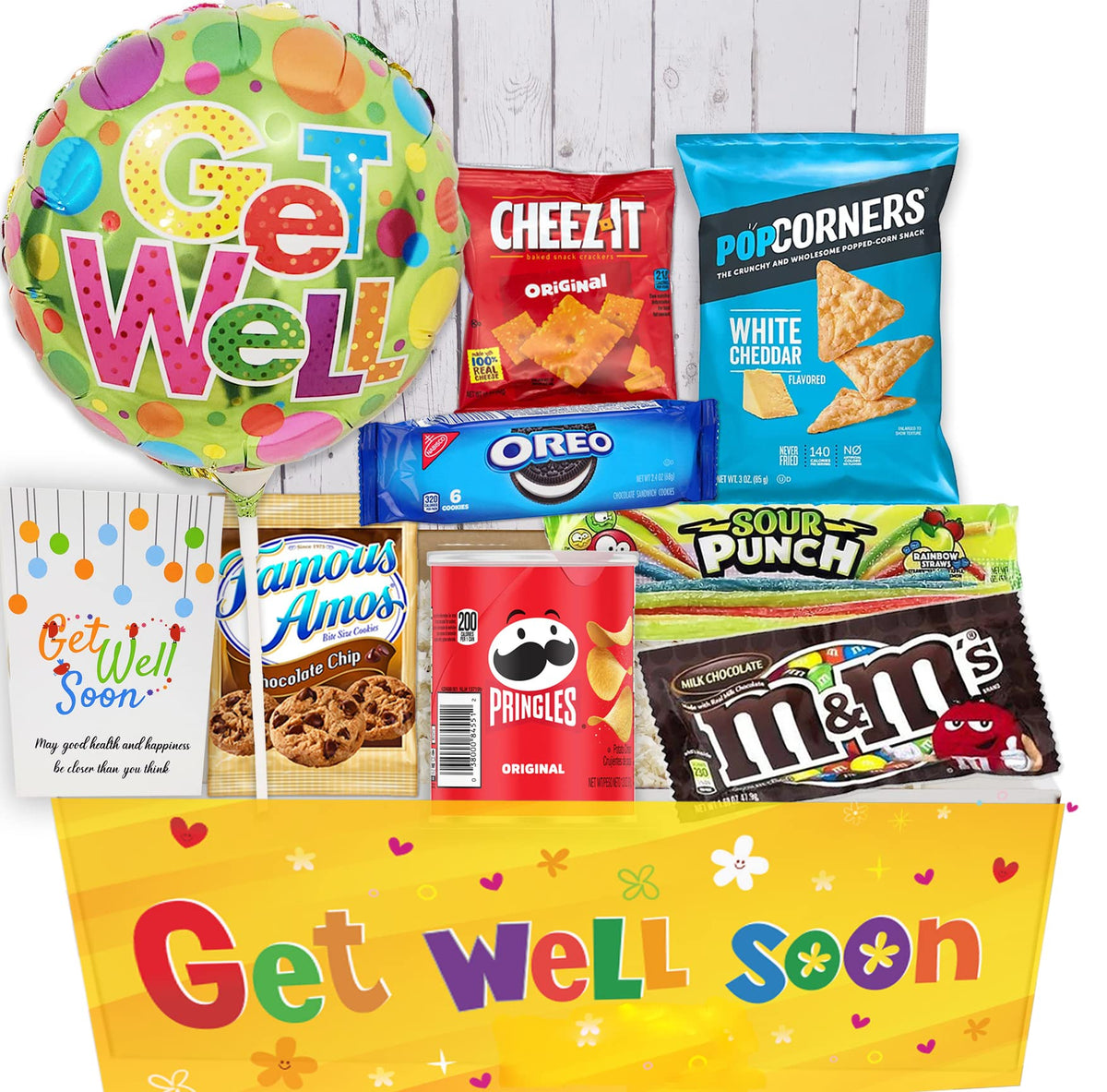 Beyond The Box Kids Get Well Gift Basket – Balloon, Snacks & Greeting Card