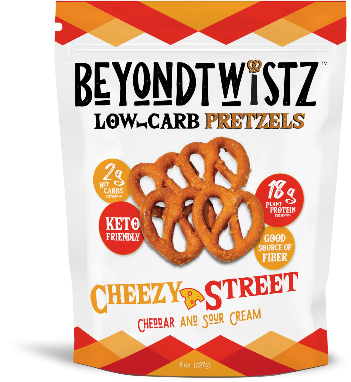 BeyondTwistz Low Carb Pretzels – Cheezy Street | 2g Net Carbs, 18g Protein | HealthSense Flour (Pack of 3)