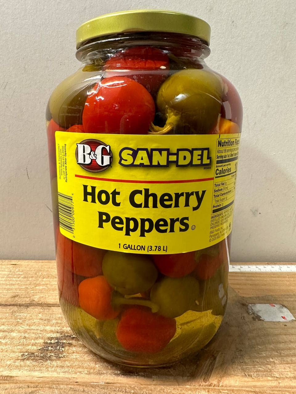 B&G San-Del Whole Cherry Peppers Hot – 1 Gallon | Bold Heat, Tangy Brine & Versatile Flavor
