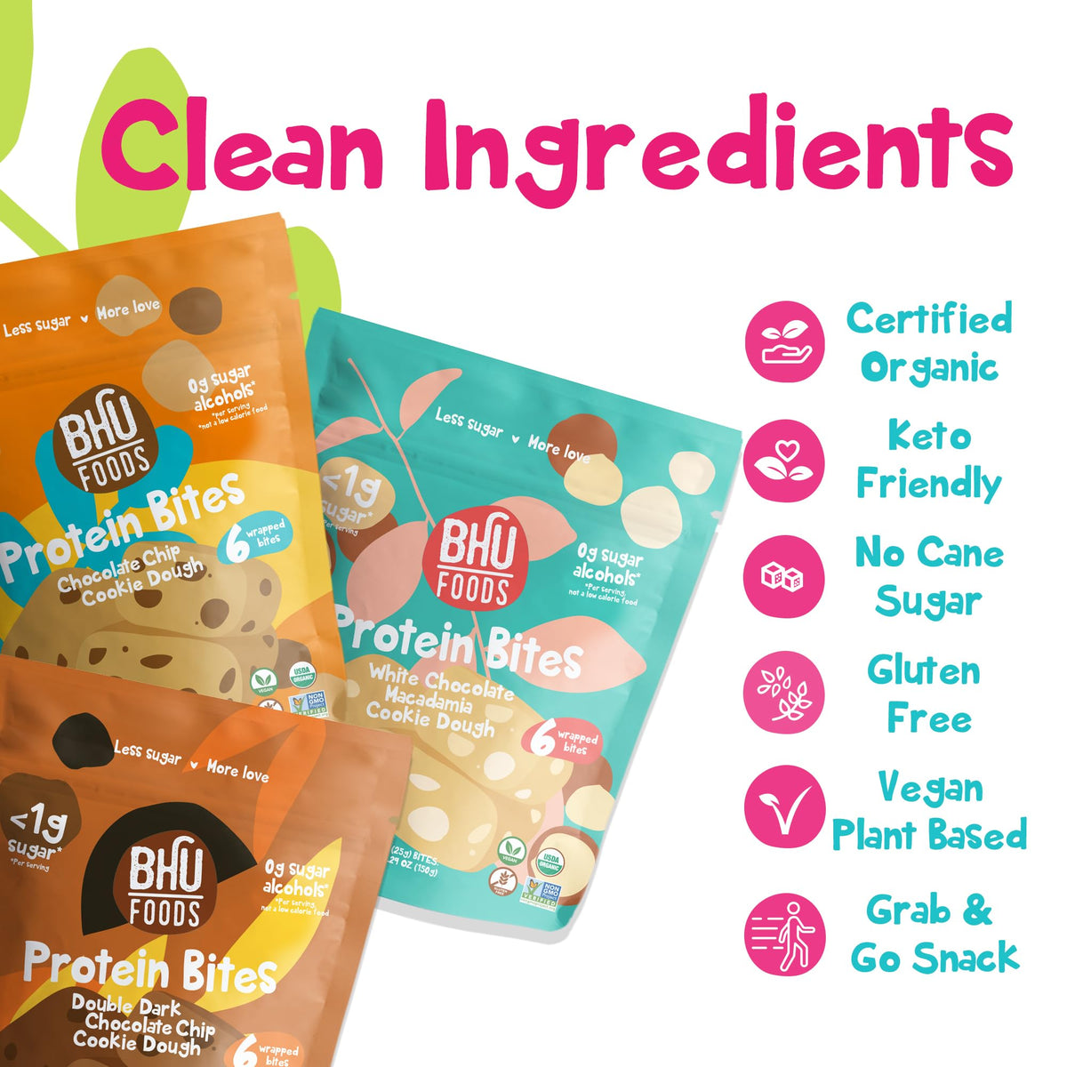 Bhu Fit Keto Bites – Best Sellers Variety Pack (3 Pack): Double Dark Chocolate, Chocolate Chip & White Chocolate Macadamia