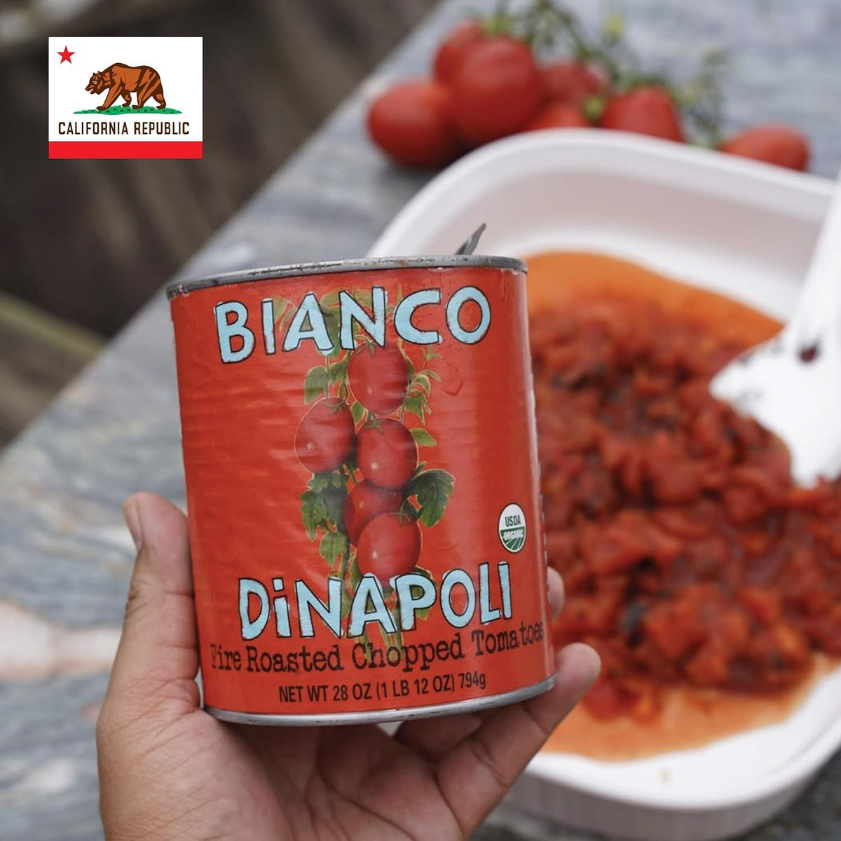 Bianco DiNapoli Organic Fire Roasted Chopped Tomatoes – 28 oz, 6 Pack