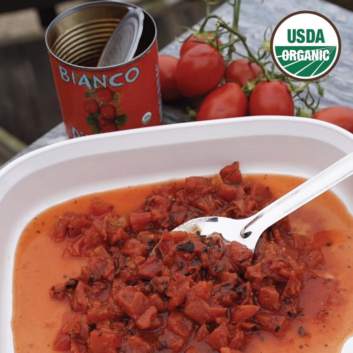 Bianco DiNapoli Organic Fire Roasted Chopped Tomatoes – 28 oz, 6 Pack