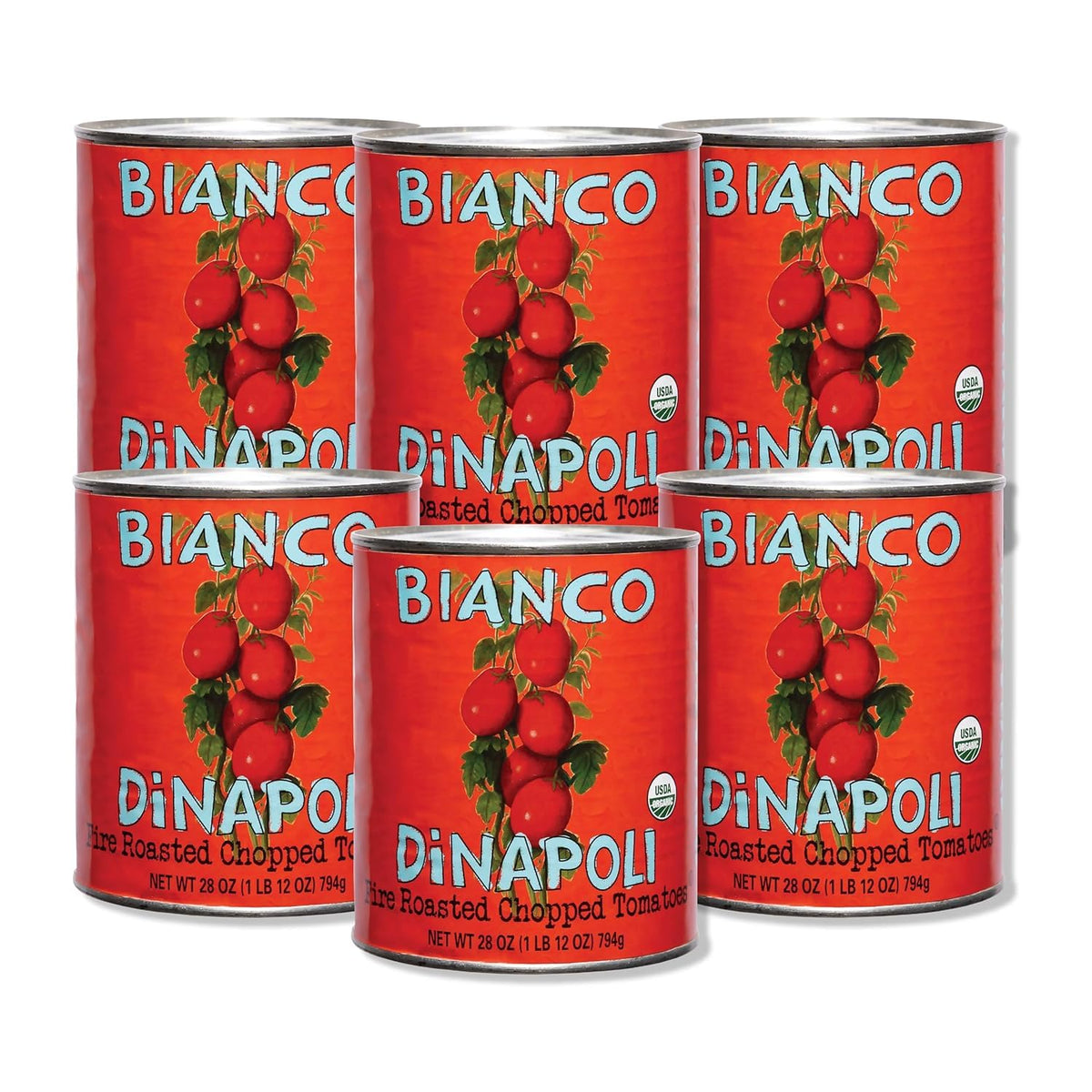 Bianco DiNapoli Organic Fire Roasted Chopped Tomatoes – 28 oz, 6 Pack