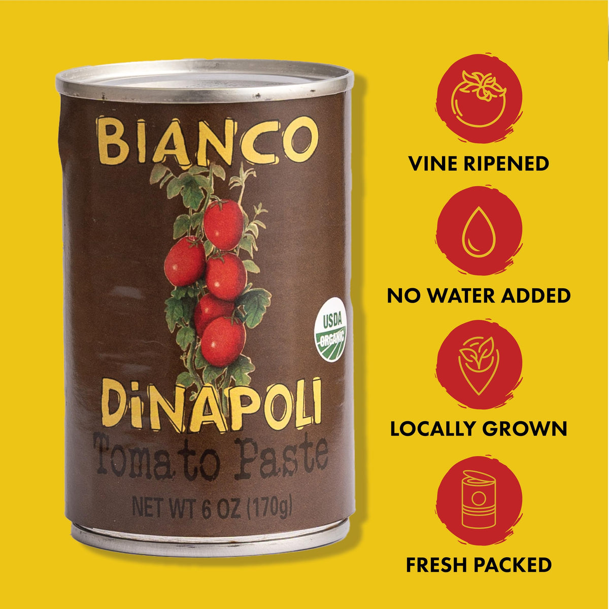 Bianco DiNapoli Organic Tomato Paste, 6 oz Pack of 12 – California Grown Vine-Ripened Tomatoes