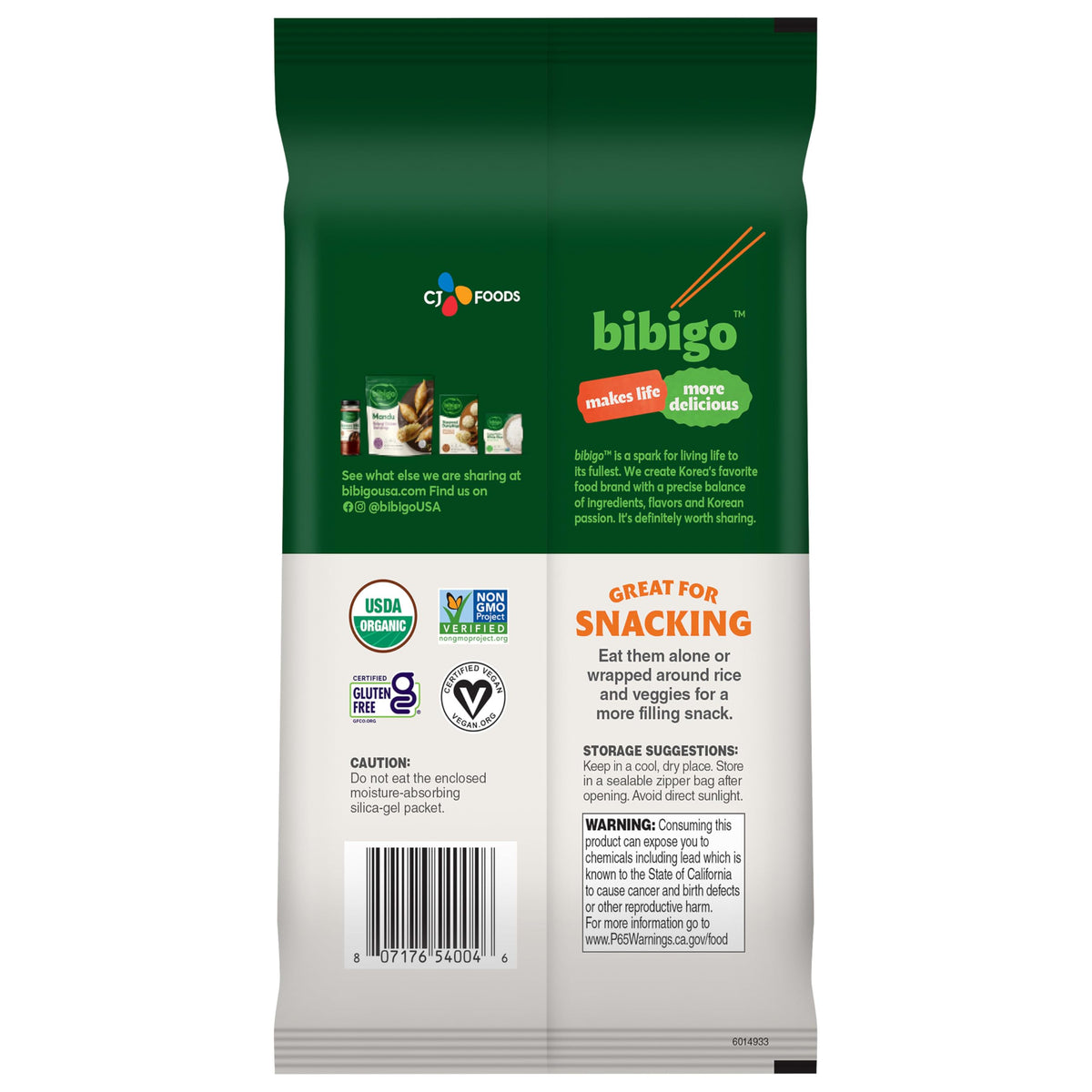 Bibigo Seaweed Snack Sesame Flavor – Gluten Free, Non-GMO, 0.35 oz (Pack of 12)