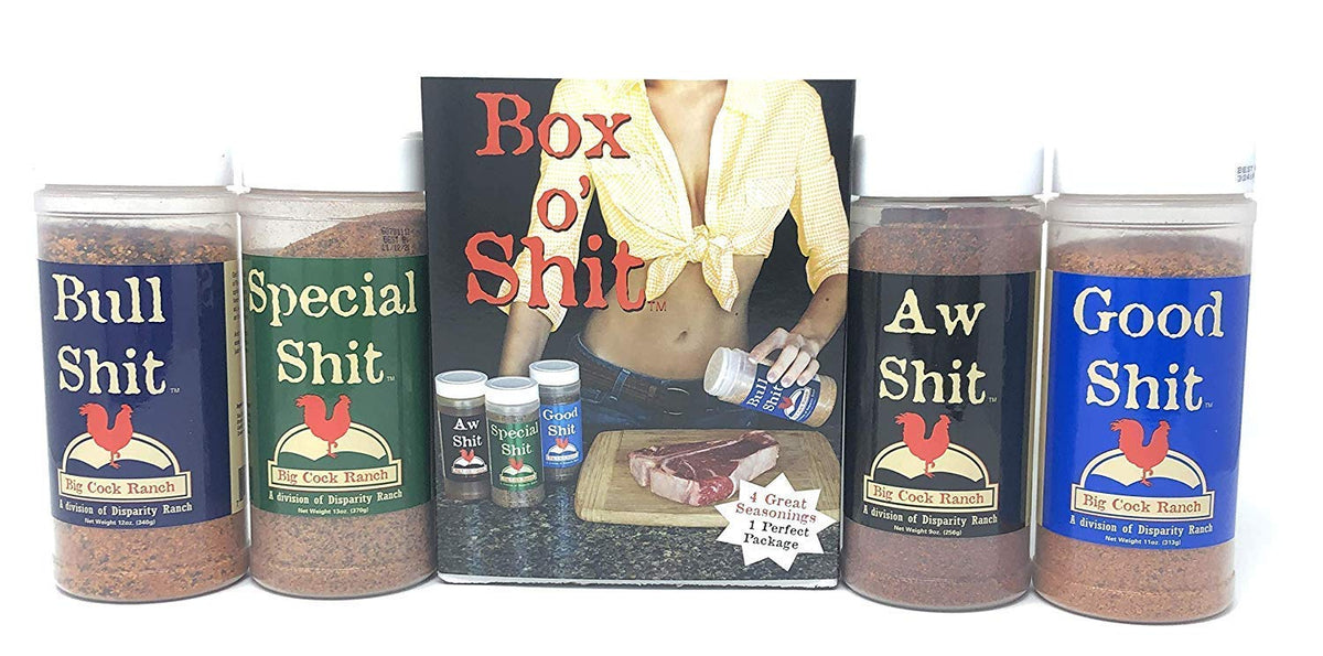 Big Cock Ranch Box o' Shit Sampler Pack — 4 Seasonings (Bull, Special, Good & AW)