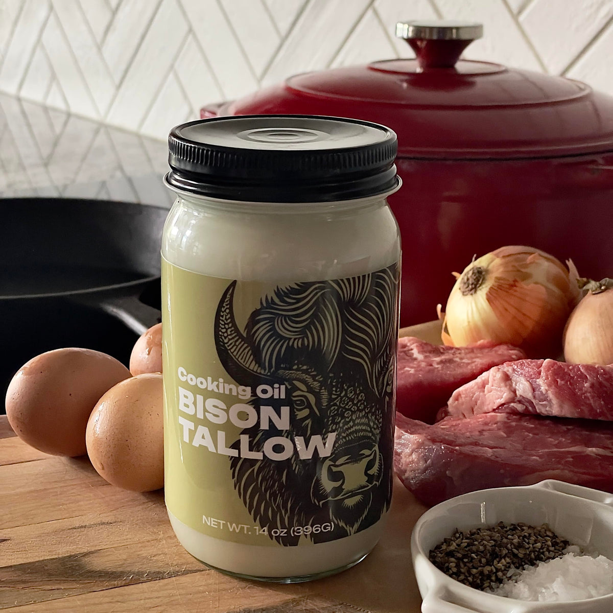 Big Crazy Buffalo Bison Tallow – High-Heat Cooking Oil, 14 oz