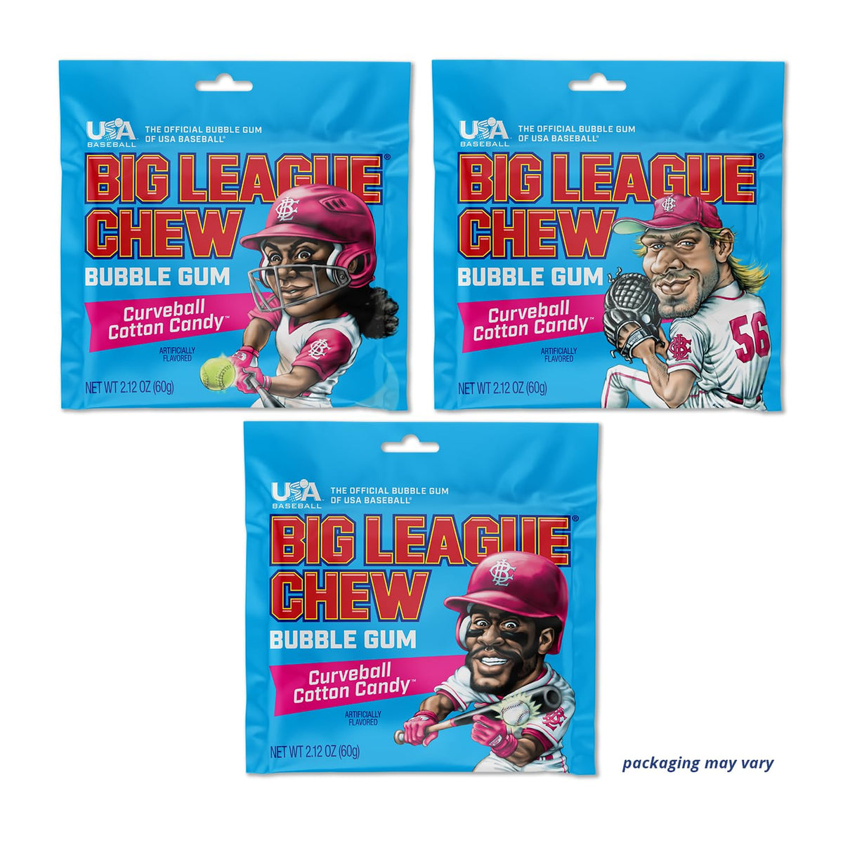 Big League Chew Curveball Cotton Candy Bubble Gum - 12-Pack | Ideal for Baseball Games, Teams & Parties