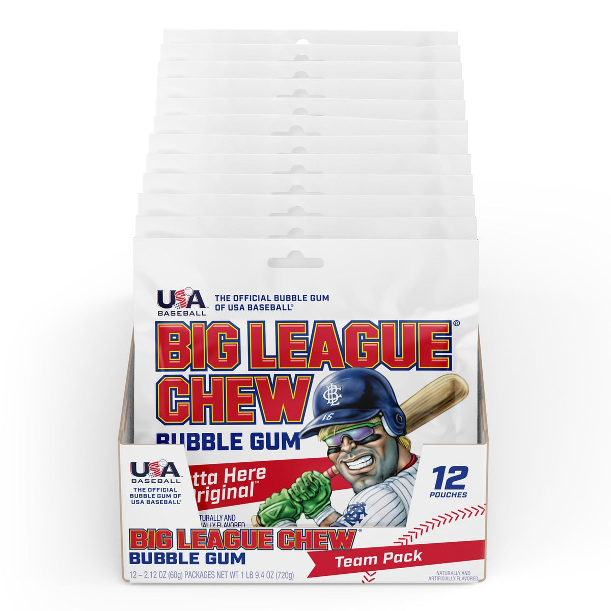 Big League Chew Outta Here Original Bubble Gum – Classic Ballpark Flavor, 12 Pack (2.12 oz Each)