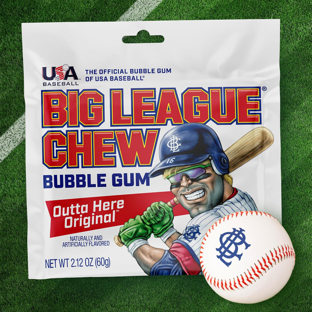 Big League Chew Outta Here Original Bubble Gum – Classic Ballpark Flavor, 12 Pack (2.12 oz Each)