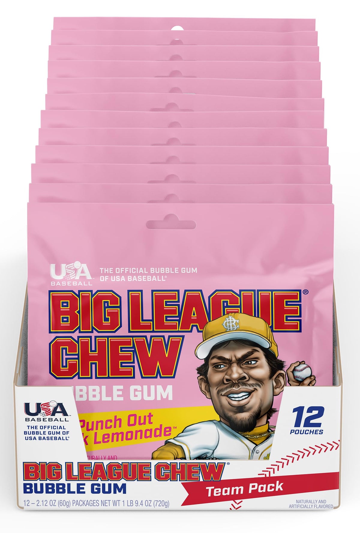 New! Big League Chew Punch Out Pink Lemonade Bubble Gum – 12 Pack, Sweet & Tart Flavor for Games