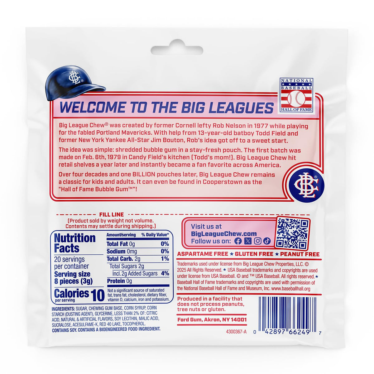Big League Chew Sour Cherry Bubble Gum – 12-Pack, Long-Lasting Flavor
