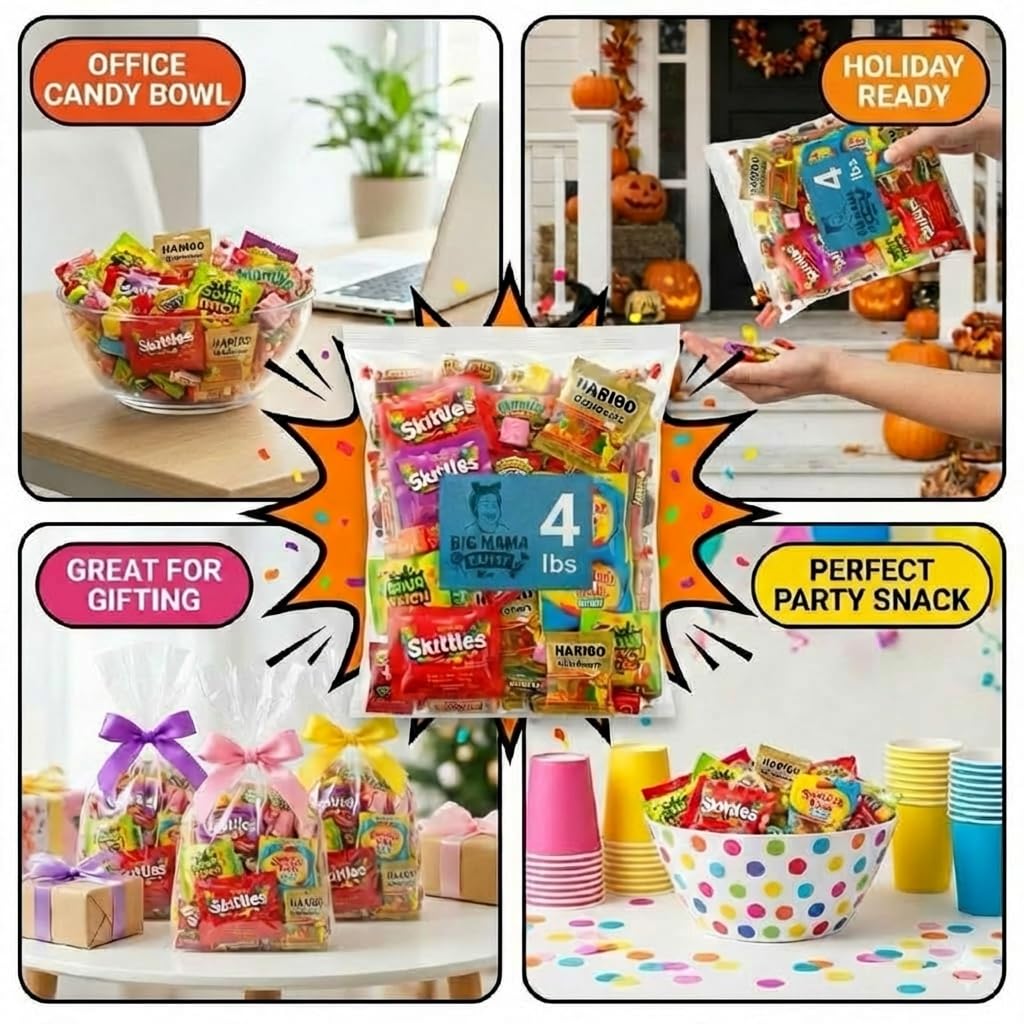 Big Mama Candy 4 lb Assorted Candy Variety Pack – Bulk, Individually Wrapped