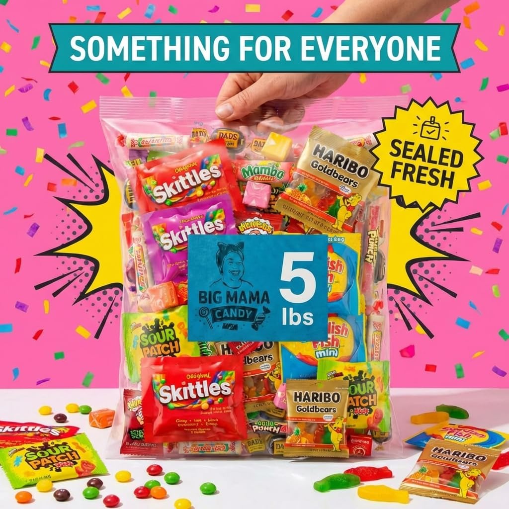 Big Mama Candy Assorted Candy Variety Pack 5 lb Bulk – Individually Wrapped Party Favors & Treats