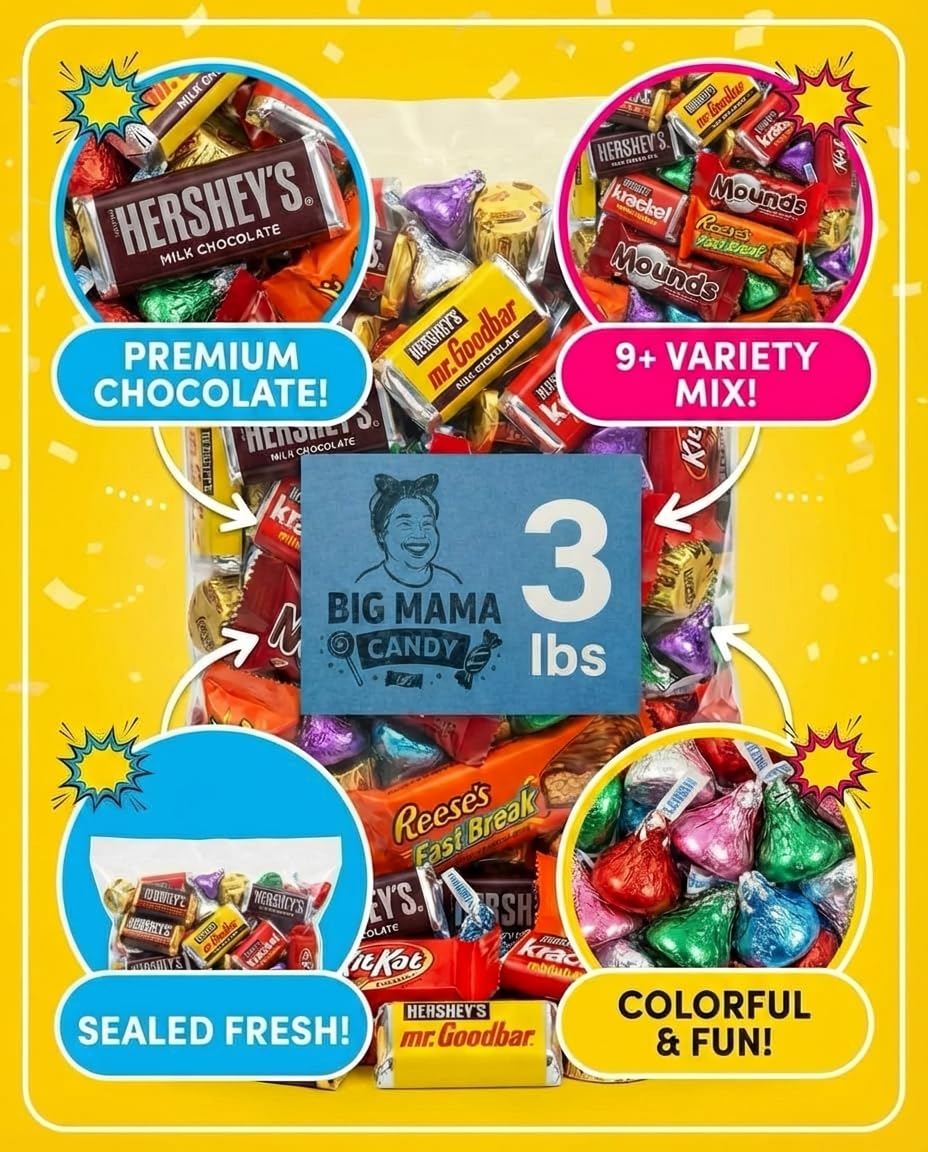Big Mama Candy Chocolate Variety Pack – 3 lb Bulk Assorted Chocolates for Parties & Gift Bags